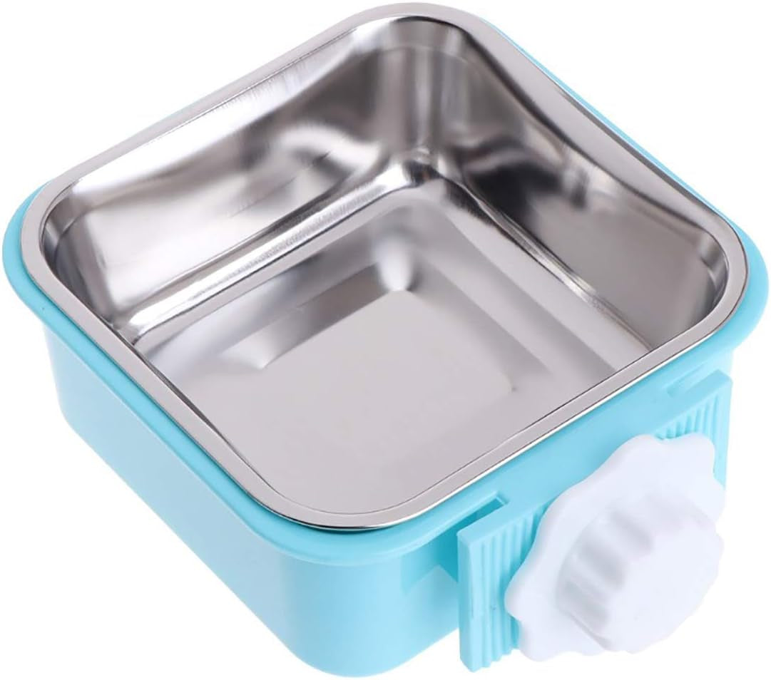 Crate Dog Bowl, Stainless Steel Removable Hanging Food Water Bowl Crate Coop Cup,Pet Cage Bowls with Bolt Holder for Dog, Puppy, Cat, Rabbit, Bird,Small Animals