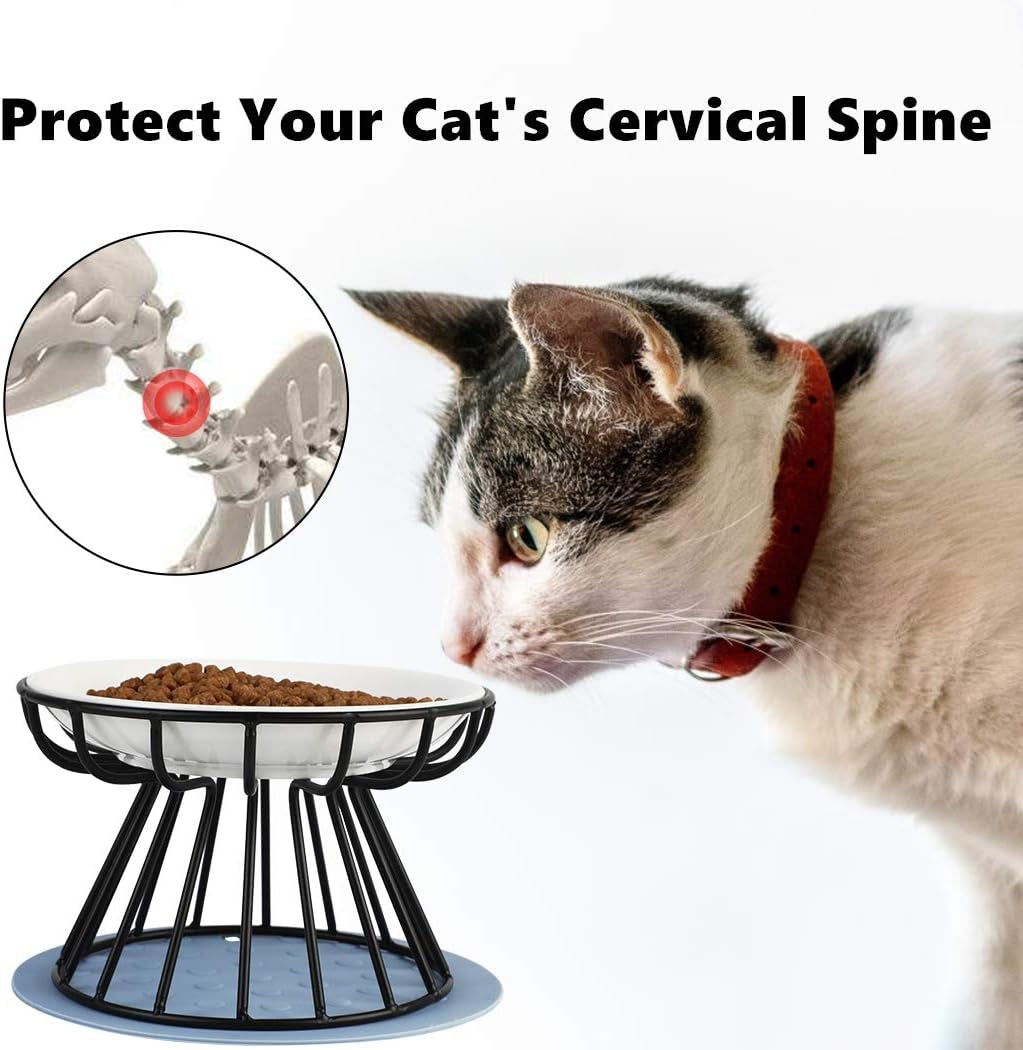 Cat Bowl, Ceramic Raised Cat Food Bowl,Elevated Pet Bowl,Anti Vomiting Cat Feeding Bowl, Non Slip Cat Dish, Protect Pet'S Spine Make Cats Feel Comfortable1