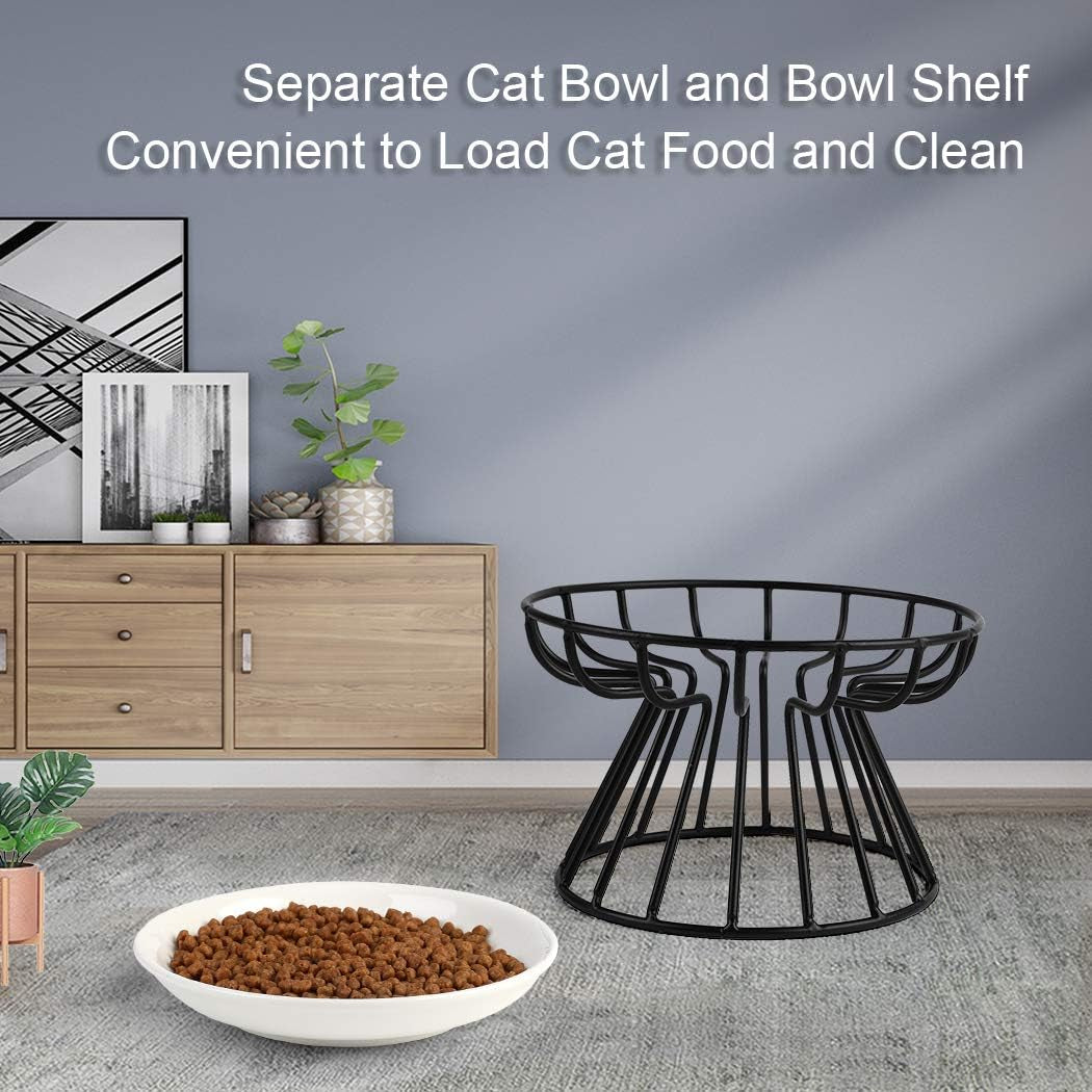 Cat Bowl, Ceramic Raised Cat Food Bowl,Elevated Pet Bowl,Anti Vomiting Cat Feeding Bowl, Non Slip Cat Dish, Protect Pet'S Spine Make Cats Feel Comfortable1