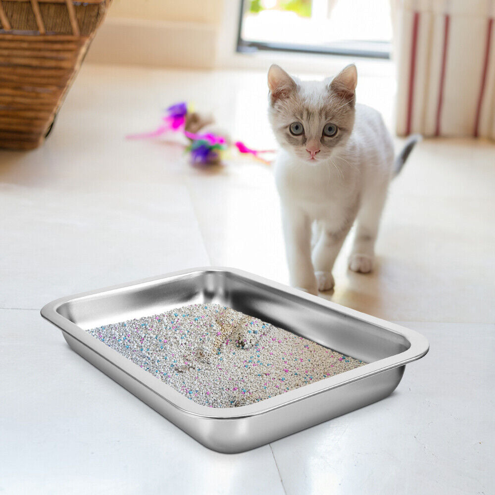 Stainless Steel Cat Litter Box Large Metal Litter Tray Household Metal Litter