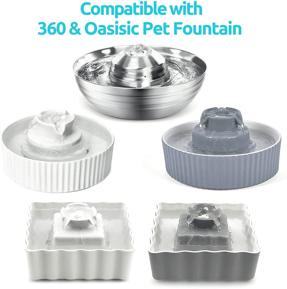 Wave and Cup Cake Porcelain Cat Fountain Filter 8 Carbon Filters 2 Foam Filters Ceramic Pet Fountain Water Dispenser Dog Fountain Replacement Filters(10Pack)