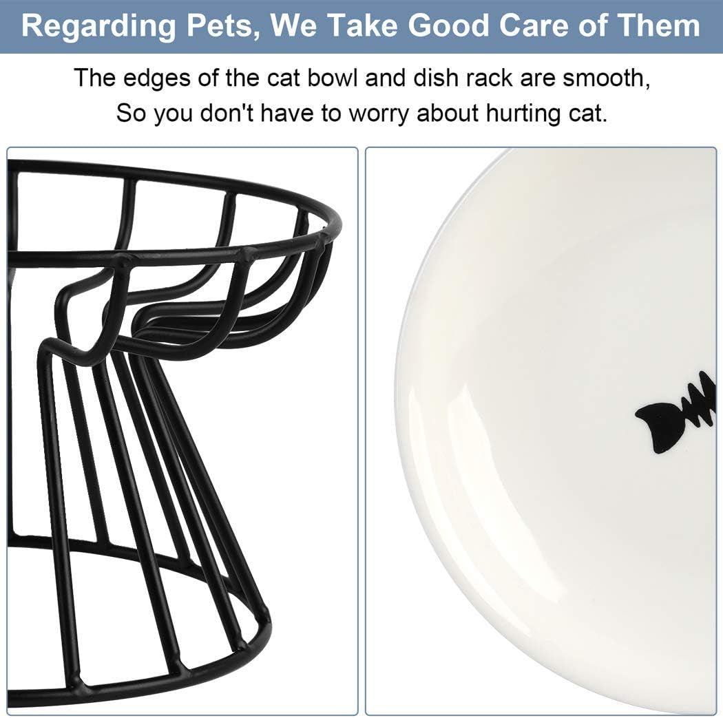 Cat Bowl, Ceramic Raised Cat Food Bowl,Elevated Pet Bowl,Anti Vomiting Cat Feeding Bowl, Non Slip Cat Dish, Protect Pet'S Spine Make Cats Feel Comfortable1