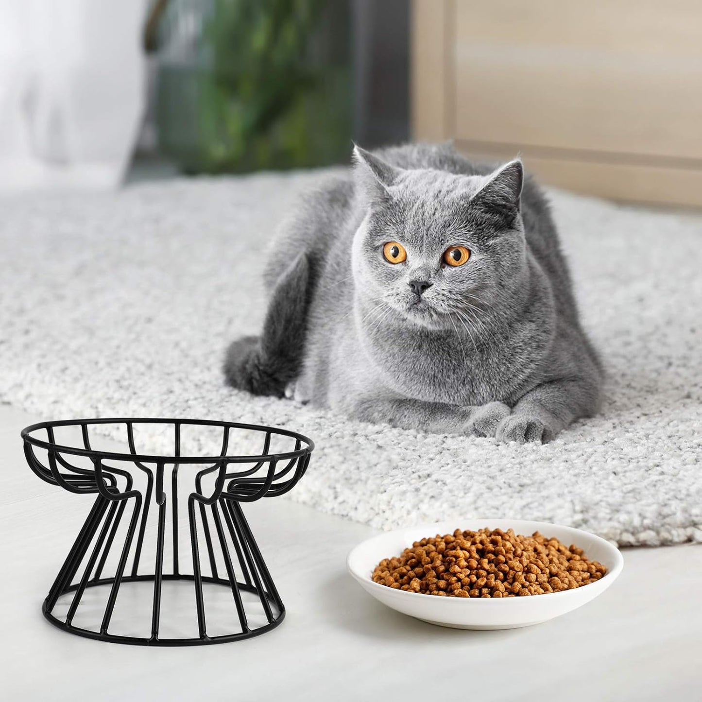 Cat Bowl, Ceramic Raised Cat Food Bowl,Elevated Pet Bowl,Anti Vomiting Cat Feeding Bowl, Non Slip Cat Dish, Protect Pet'S Spine Make Cats Feel Comfortable1