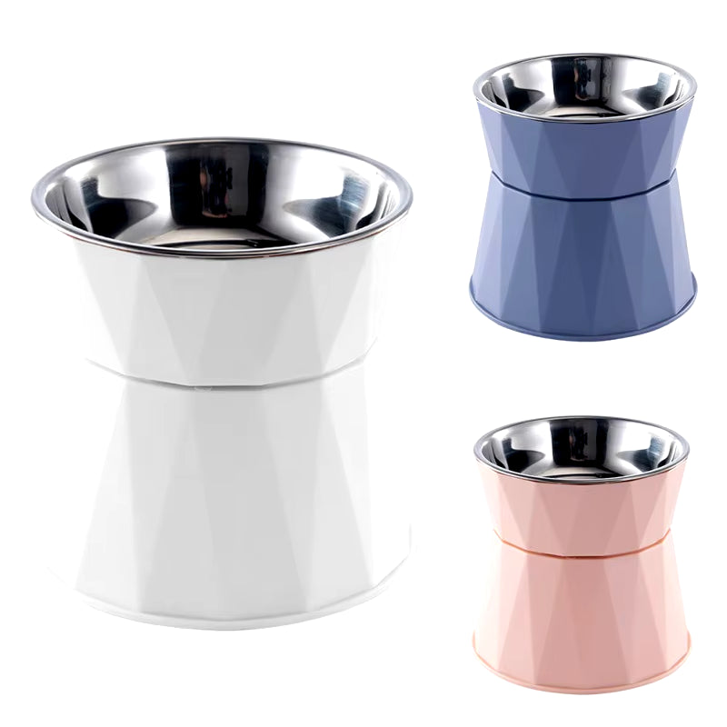 Stainless Steel Cat Bowl High Foot Dog Bowl Neck Protector Cat Food Water Bowl Anti-Overturning Bowl Pet Feeder Bowl Supplies