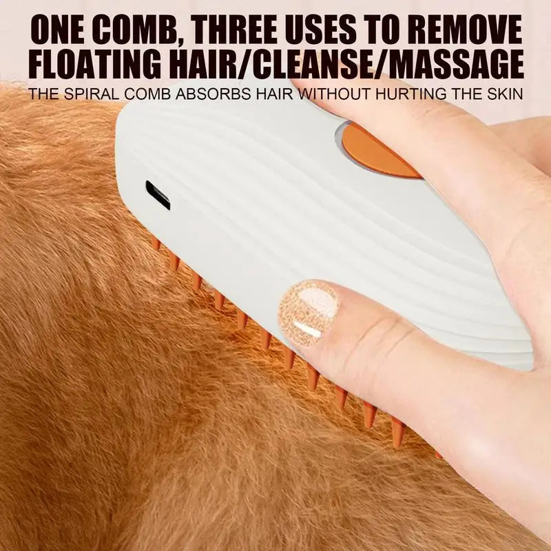 Steamy Cat Brush USB Rechargeable Steamy Pet Brush Dog Steam Brush Steam Cat Hair Brush Steam Cat Brush with Charging Cable For