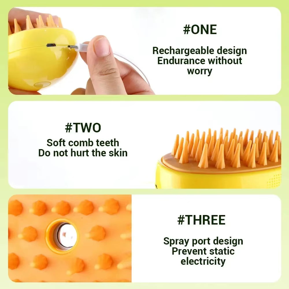 Cat Hair Brush Dog Hair Brush Electric Pet Cleaning Brush Steam Spray Brush Massage Hair Removal Comb anti Flying Brush