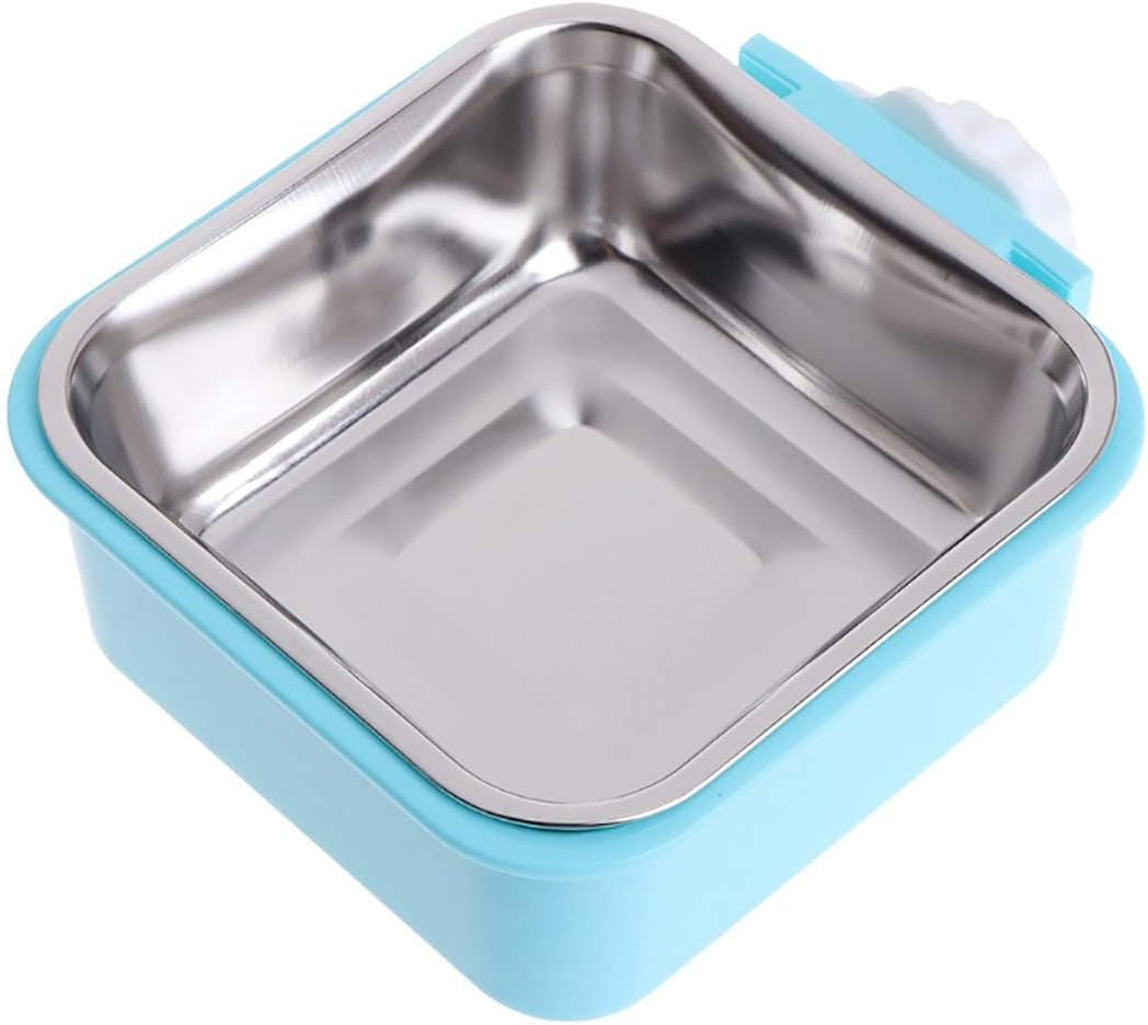 Crate Dog Bowl, Stainless Steel Removable Hanging Food Water Bowl Crate Coop Cup,Pet Cage Bowls with Bolt Holder for Dog, Puppy, Cat, Rabbit, Bird,Small Animals