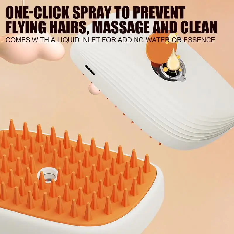 Steamy Cat Brush USB Rechargeable Steamy Pet Brush Dog Steam Brush Steam Cat Hair Brush Steam Cat Brush with Charging Cable For