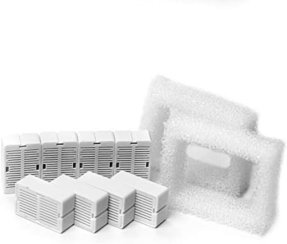 Wave and Cup Cake Porcelain Cat Fountain Filter 8 Carbon Filters 2 Foam Filters Ceramic Pet Fountain Water Dispenser Dog Fountain Replacement Filters(10Pack)