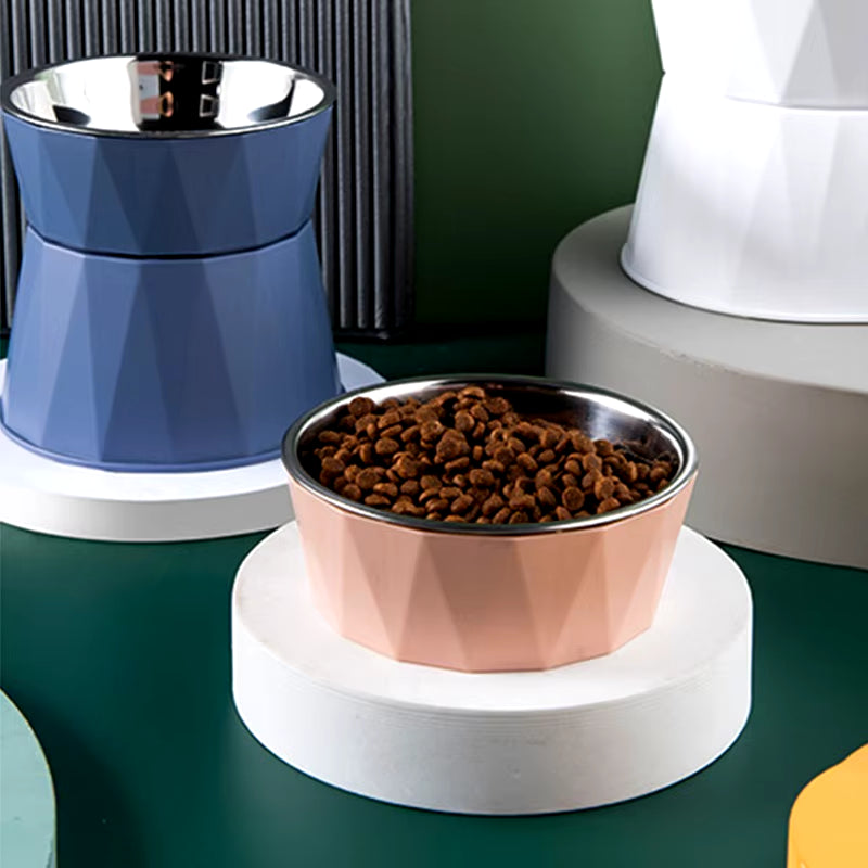 Stainless Steel Cat Bowl High Foot Dog Bowl Neck Protector Cat Food Water Bowl Anti-Overturning Bowl Pet Feeder Bowl Supplies