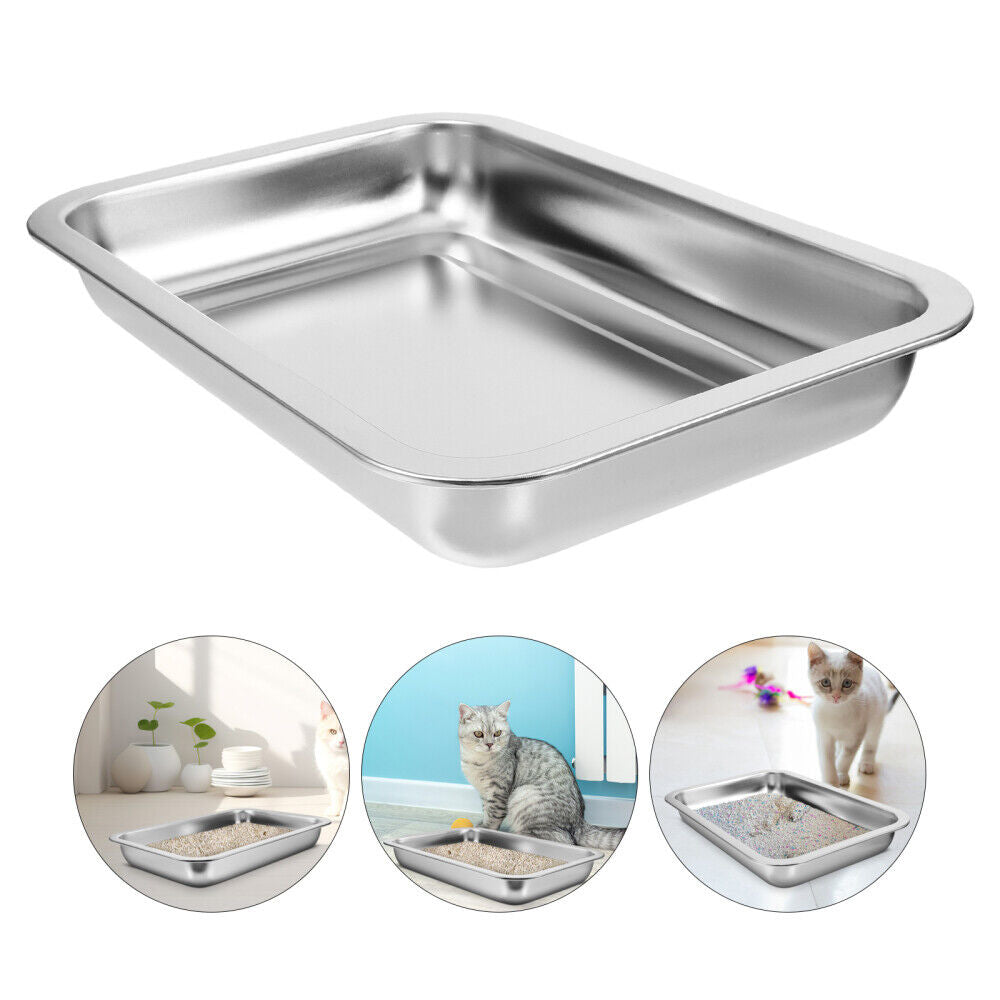 Stainless Steel Cat Litter Box Large Metal Litter Tray Household Metal Litter
