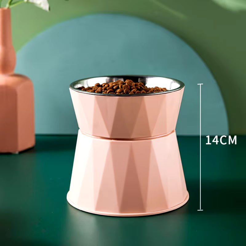 Stainless Steel Cat Bowl High Foot Dog Bowl Neck Protector Cat Food Water Bowl Anti-Overturning Bowl Pet Feeder Bowl Supplies
