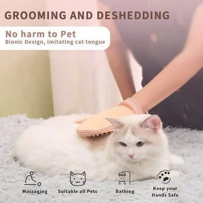 2 in 1 Cat Hair Glove & Pet Fur Remover Glove, Dog Grooming Glove Brush for Shedding, Massage, Efficient Pet Hair Remover Mitt for Uproot Cleaner Clothes, Couch, Carpet