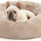 20In Cat Beds for Indoor Cats - Cat Bed with Machine Washable, Waterproof Bottom - Taupe Fluffy Dog and Cat Calming Cushion Bed for Joint-Relief and Sleep Improvement