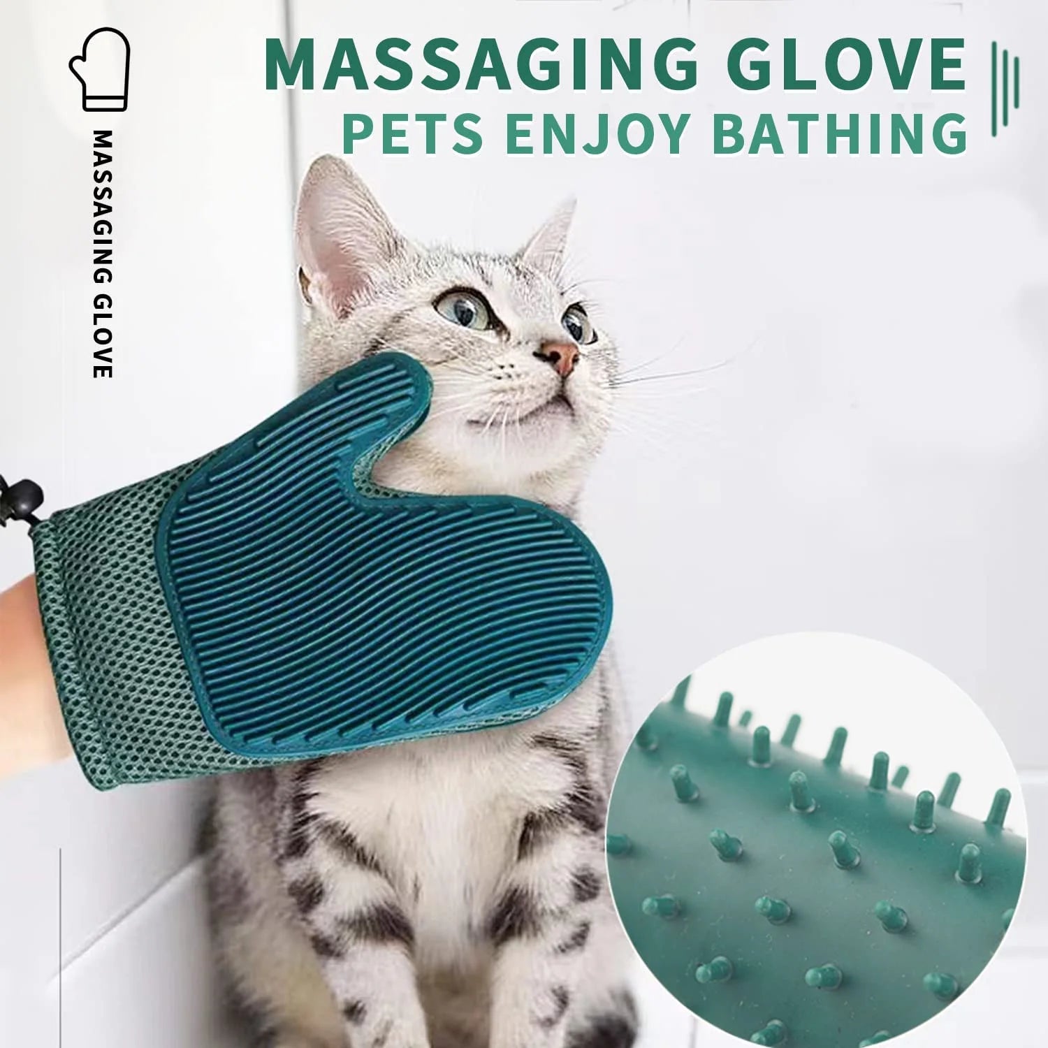 2 in 1 Cat Hair Glove & Pet Fur Remover Glove, Dog Grooming Glove Brush for Shedding, Massage, Efficient Pet Hair Remover Mitt for Uproot Cleaner Clothes, Couch, Carpet