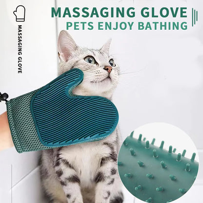 2 in 1 Cat Hair Glove & Pet Fur Remover Glove, Dog Grooming Glove Brush for Shedding, Massage, Efficient Pet Hair Remover Mitt for Uproot Cleaner Clothes, Couch, Carpet