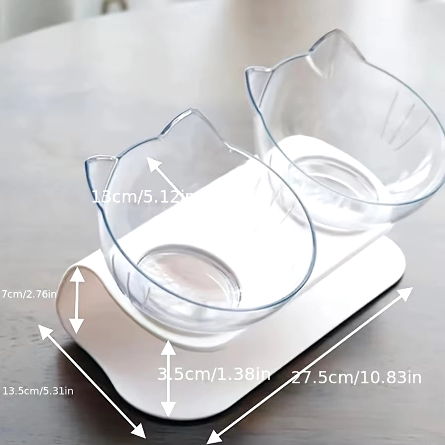 Slanted Mouth Cat Bowl, Neck Protector, Cat Double Bowl, Pet Transparent Bowl, Cat Food Bowl, Pet Supplies, Cat Ear Bowl, Dog Food Bowl