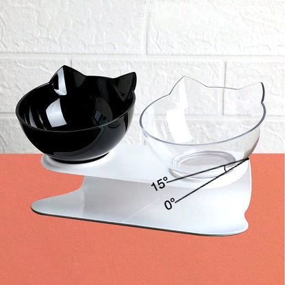 Slanted Mouth Cat Bowl, Neck Protector, Cat Double Bowl, Pet Transparent Bowl, Cat Food Bowl, Pet Supplies, Cat Ear Bowl, Dog Food Bowl