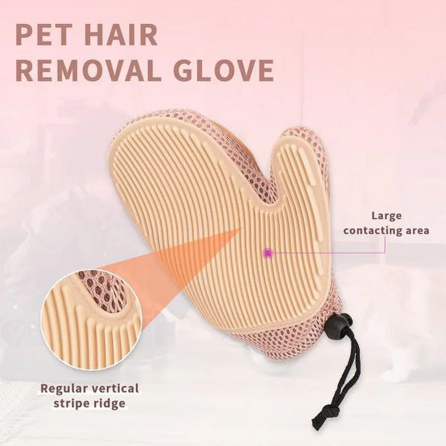 2 in 1 Cat Hair Glove & Pet Fur Remover Glove, Dog Grooming Glove Brush for Shedding, Massage, Efficient Pet Hair Remover Mitt for Uproot Cleaner Clothes, Couch, Carpet