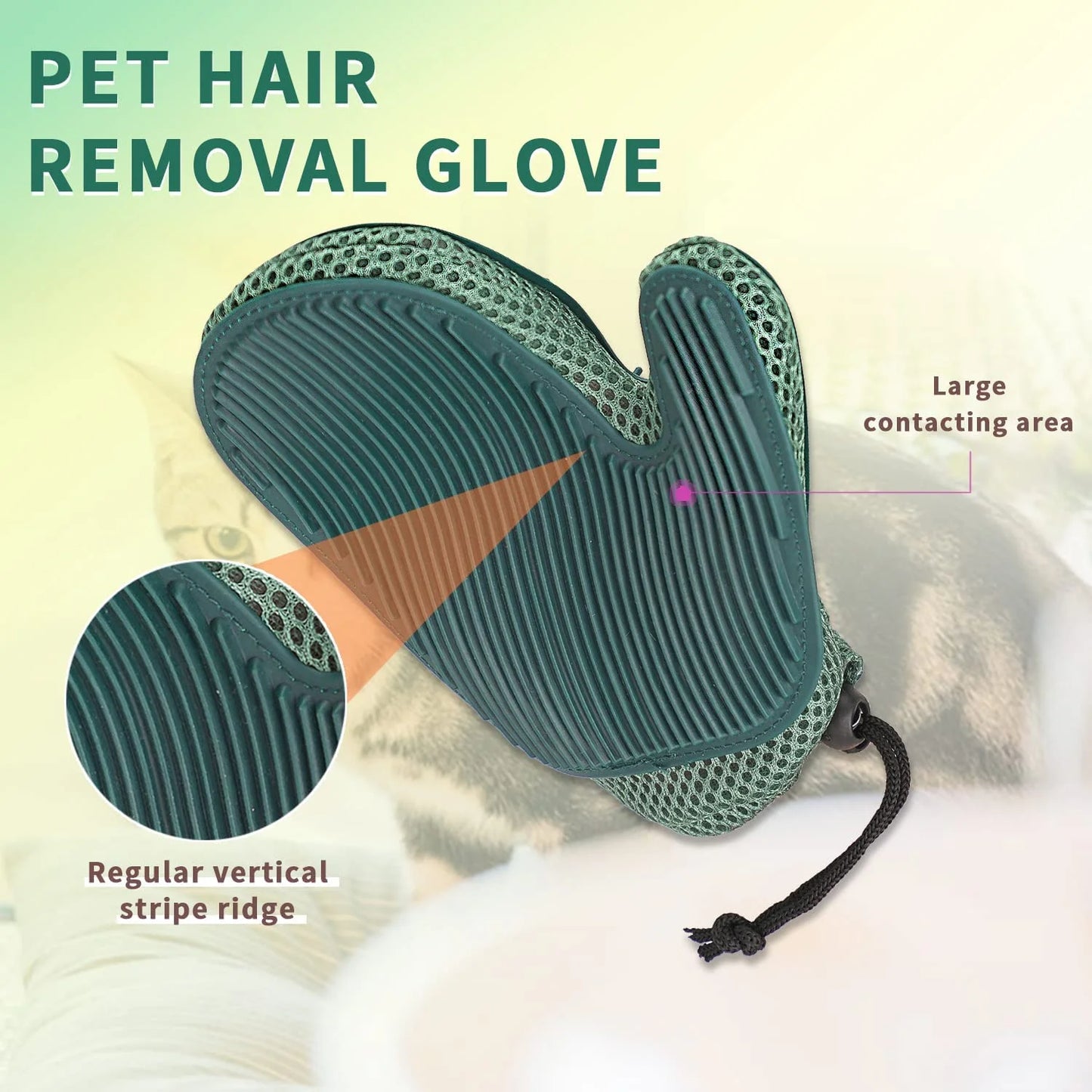 2 in 1 Cat Hair Glove & Pet Fur Remover Glove, Dog Grooming Glove Brush for Shedding, Massage, Efficient Pet Hair Remover Mitt for Uproot Cleaner Clothes, Couch, Carpet