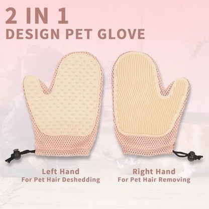 2 in 1 Cat Hair Glove & Pet Fur Remover Glove, Dog Grooming Glove Brush for Shedding, Massage, Efficient Pet Hair Remover Mitt for Uproot Cleaner Clothes, Couch, Carpet