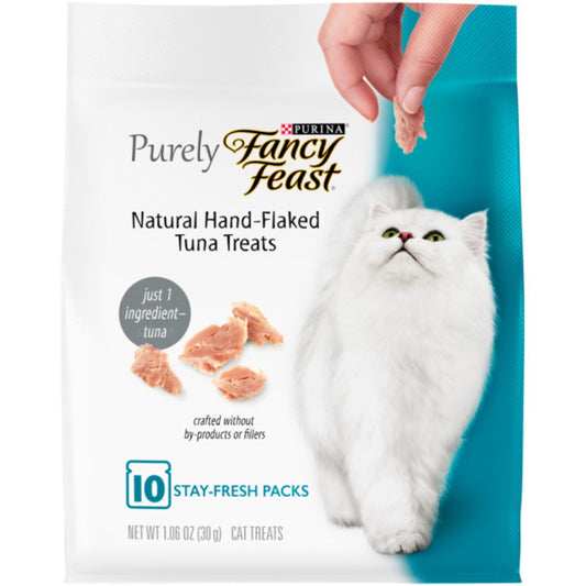 Purina Purely  Natural Hand Flaked Tuna Treats for Cats, 1.06 Oz (5 Pack)