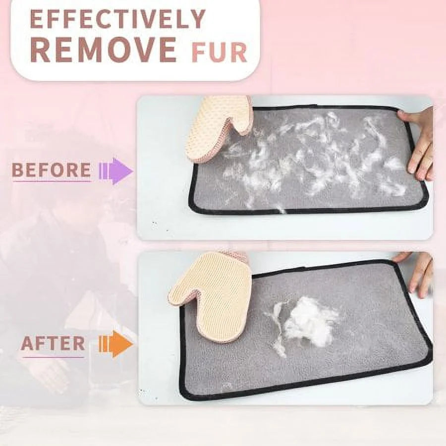 2 in 1 Cat Hair Glove & Pet Fur Remover Glove, Dog Grooming Glove Brush for Shedding, Massage, Efficient Pet Hair Remover Mitt for Uproot Cleaner Clothes, Couch, Carpet