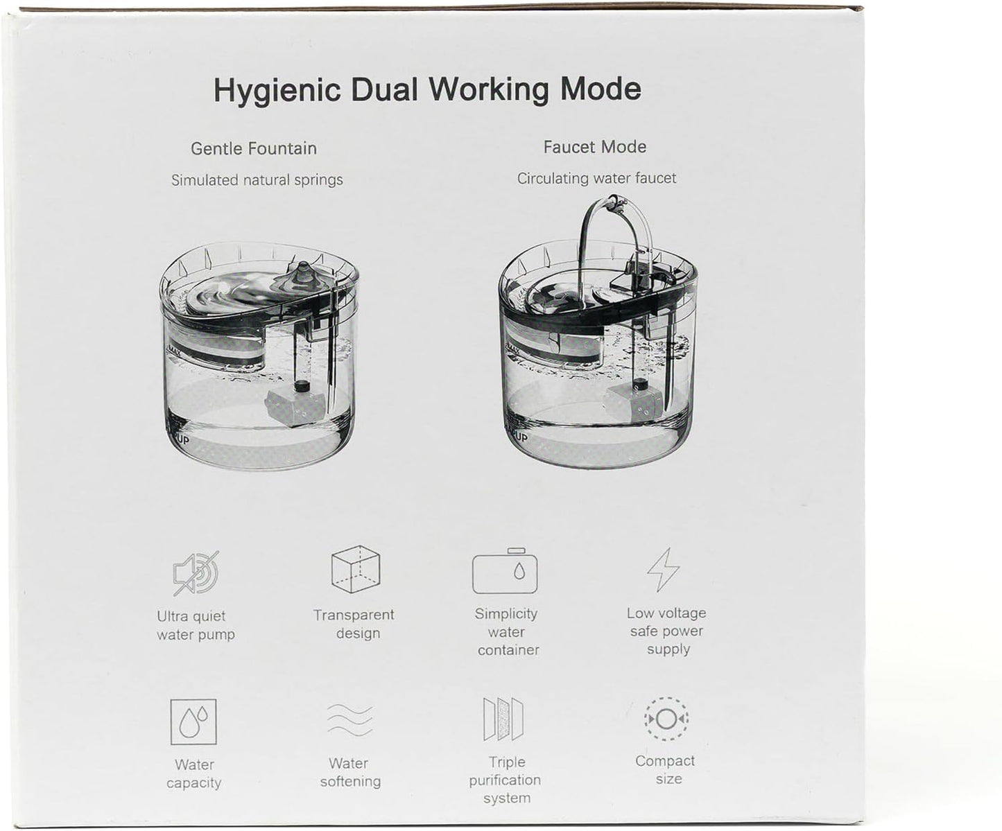 Cat Water Fountain Animal Water Dispenser 61OZ/1.8L Automatic Pet Drinking Fountain Clear Upgrade with 2 Filter Replacement 1 Adjustable Silent 1 Water Pump for Cats Kitty Indoor