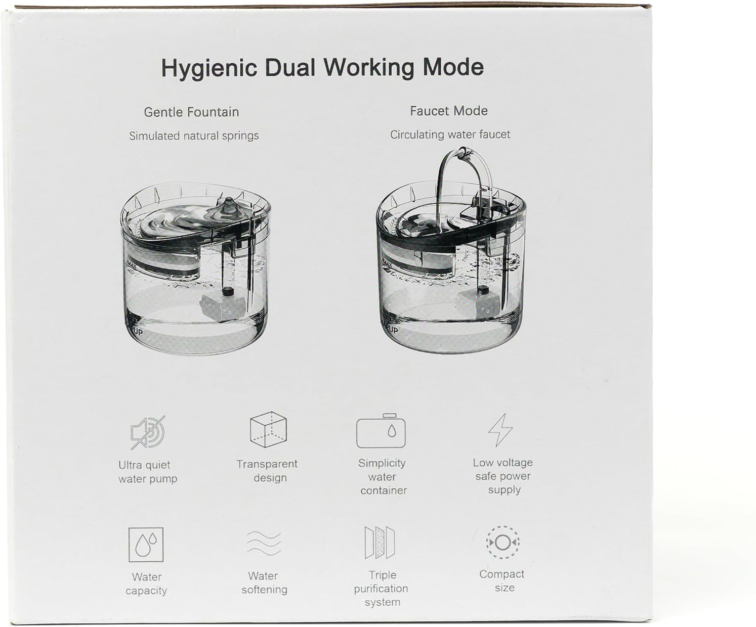 Cat Water Fountain Animal Water Dispenser 61OZ/1.8L Automatic Pet Drinking Fountain Clear Upgrade with 2 Filter Replacement 1 Adjustable Silent 1 Water Pump for Cats Kitty Indoor