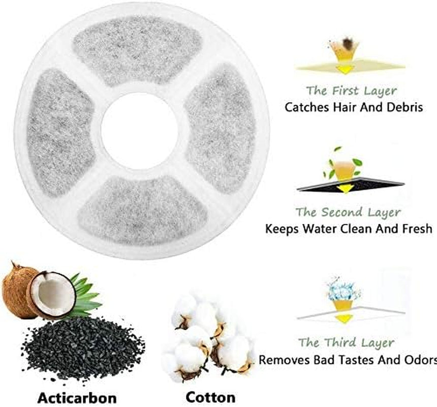 Cat Water Fountain Stainless Steel, 2.4L Automatic Pet Fountain Upgrade Pump Replacement Water Dog Dispenser with 3 Replacement Filters & 1 Silicone Mat for Cats Dogs Multiple Pets